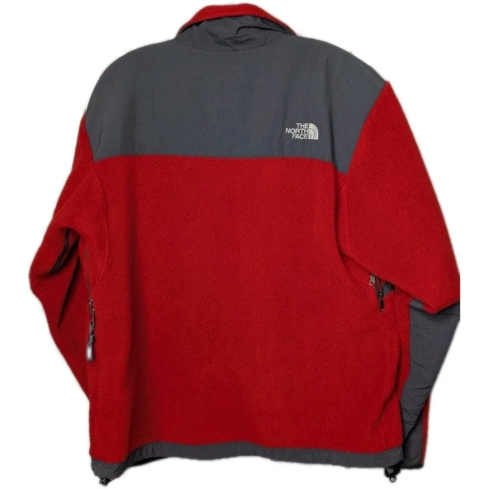 The North Face Men's Red‎ Orange Gray Denali Fleece Full Zip Size Small Polartec